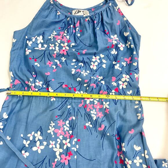 VTG Malia Honolulu Womens Midi Dress 10 Blue Floral Dainty Feminine Retro Cotton - Picture 8 of 16